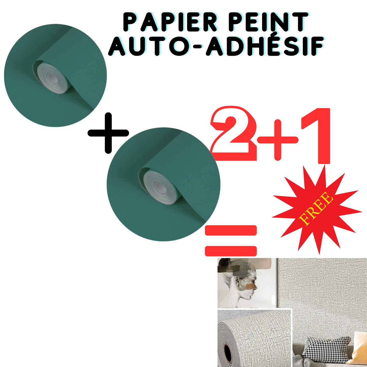 Offre exclusive en papier peint auto-adhésif2+1 gratuit