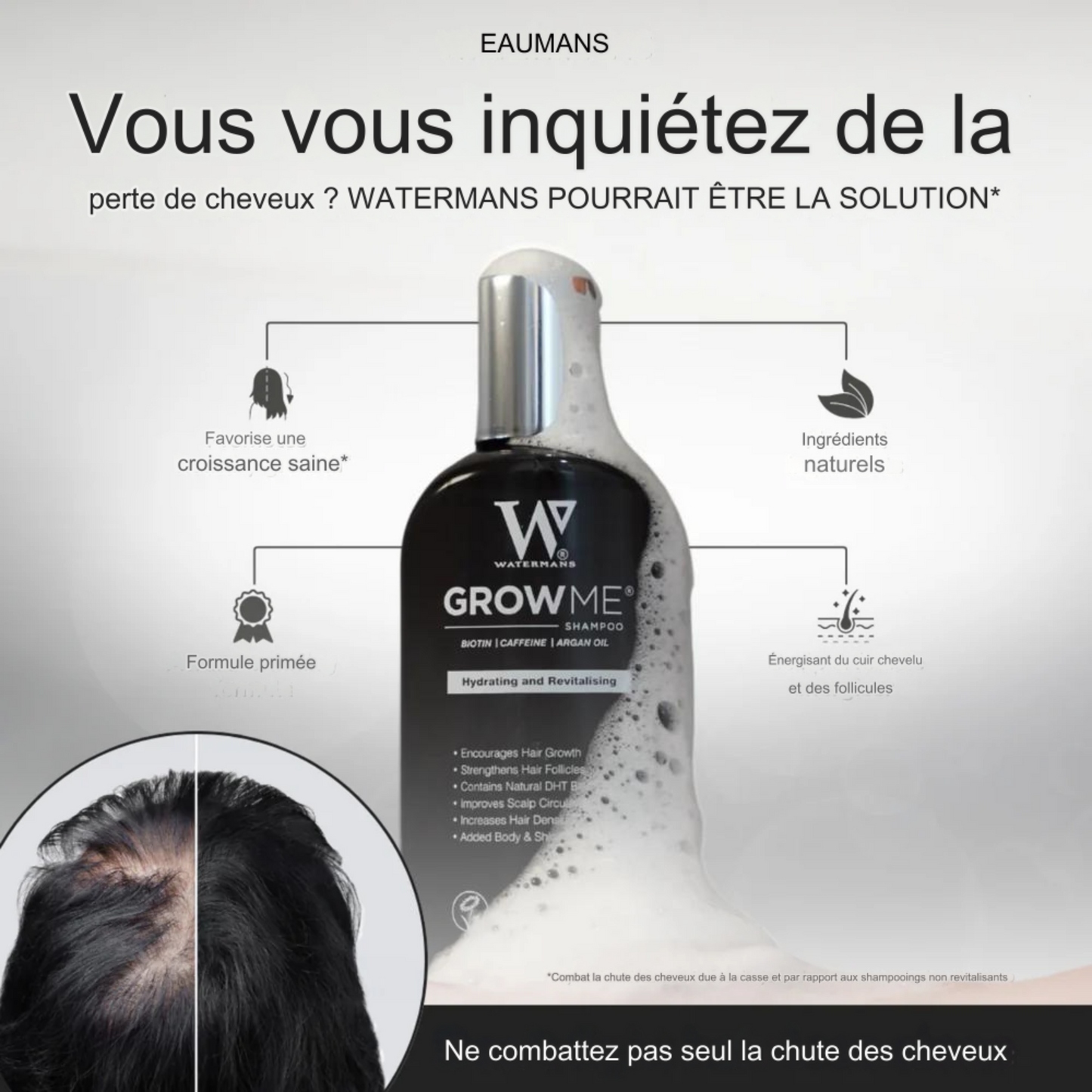 Shampoing fortifiant pour les cheveux.