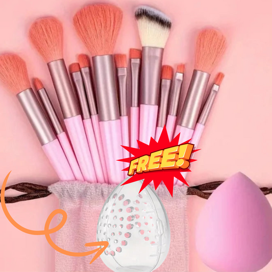 Un coffret de 13 pinceaux et un beauty blender + une boîte de rangement beauty blender offerte