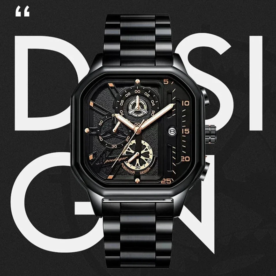 POEDAGAR-Montre pour homme à cadran carré.