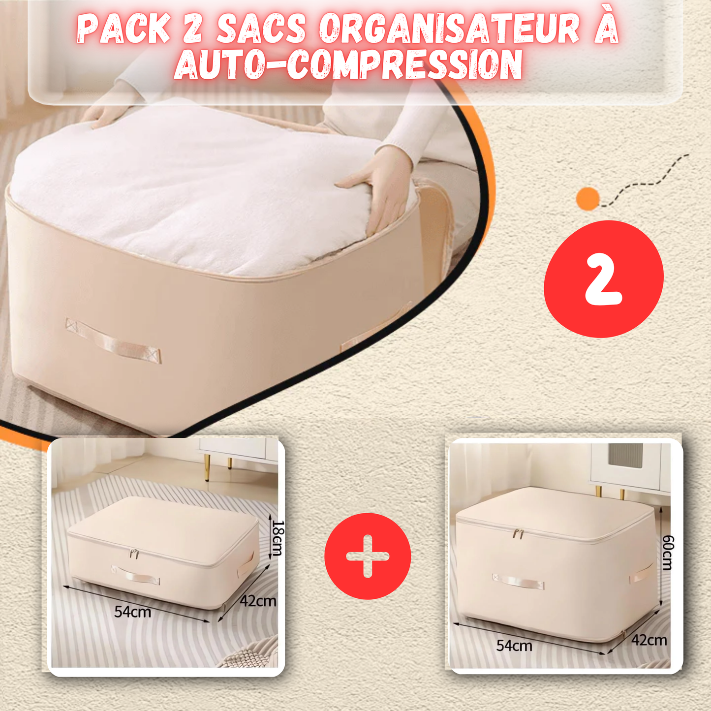 Pack de 2 Sacs Organisateur à Auto-Compression 🎁Opportunité exclusive🎉