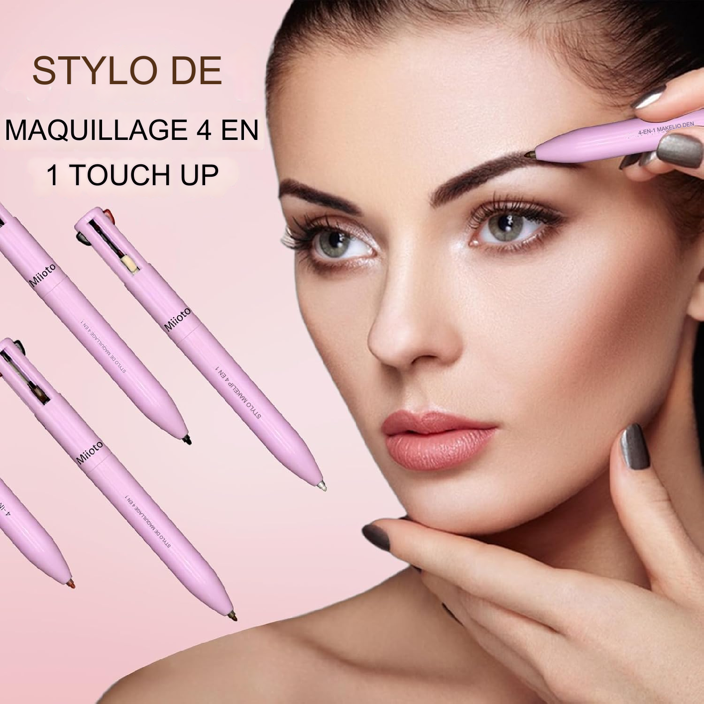 Crayon de maquillage pour les yeux 4 en 1, crayon à sourcils imperméable, longue durée.